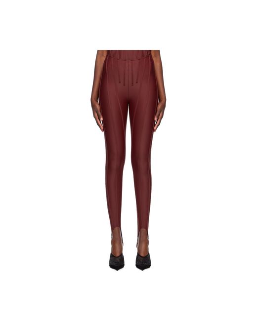 Mugler Red Stirrup-Detail Leggings