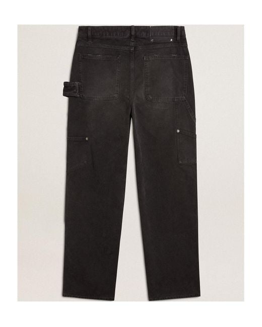 Golden Goose Deluxe Brand Black Distressed Cotton Jeans With Front Patches