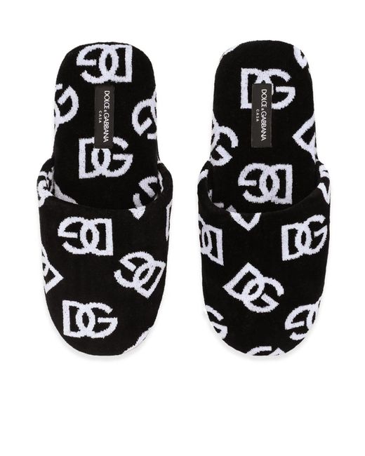 Dolce & Gabbana Black Logo Jacquard Slides for men