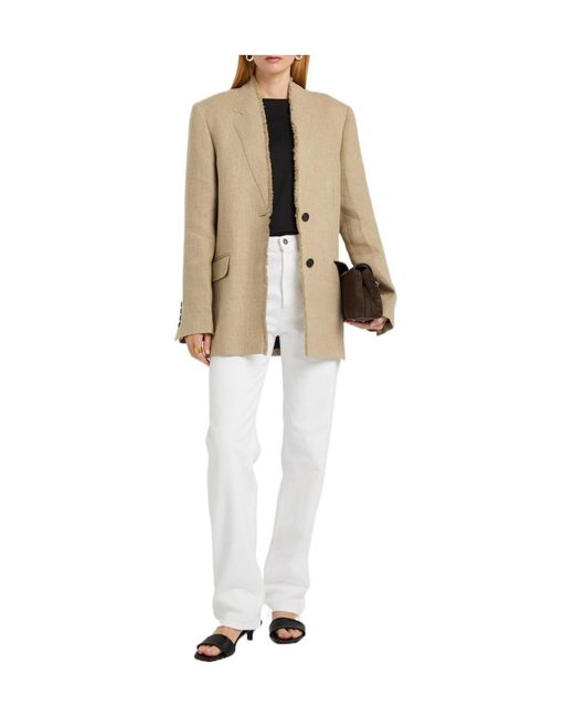 Totême  Natural Frayed Linen Jacket