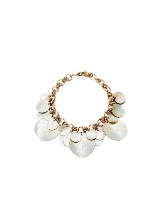 Rabanne Metallic Shell Disc Pearl Necklace