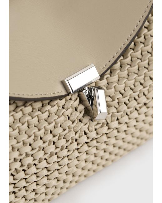 Totême  Natural Totême Mini T-Lock Woven Clutch Bag