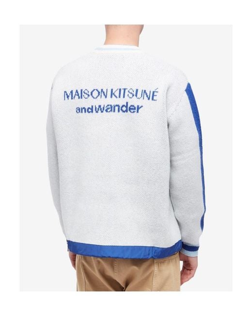 Maison Kitsuné Blue X And Wander Logo-Intarsia Jumper
