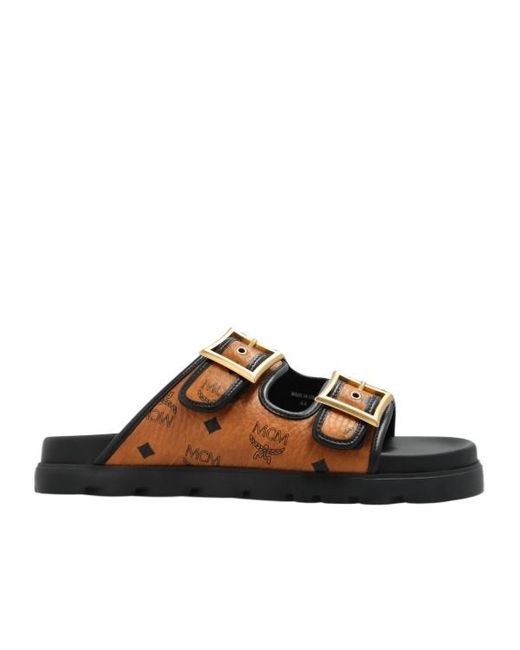 MCM Brown Alphabet Slippers