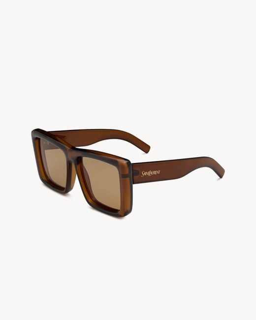 Saint Laurent Brown Eyewear Square Frame Sunglasses