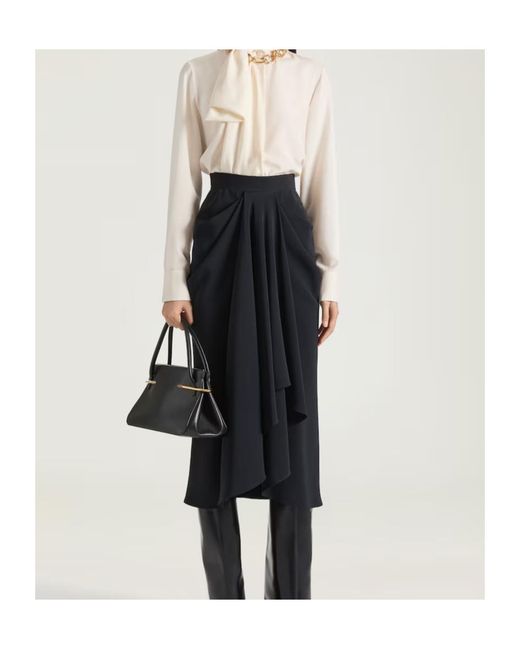 Givenchy Black Draped Midi Skirt