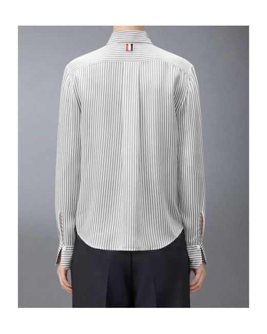 Thom Browne Gray Striped Silk-Satin Shirt