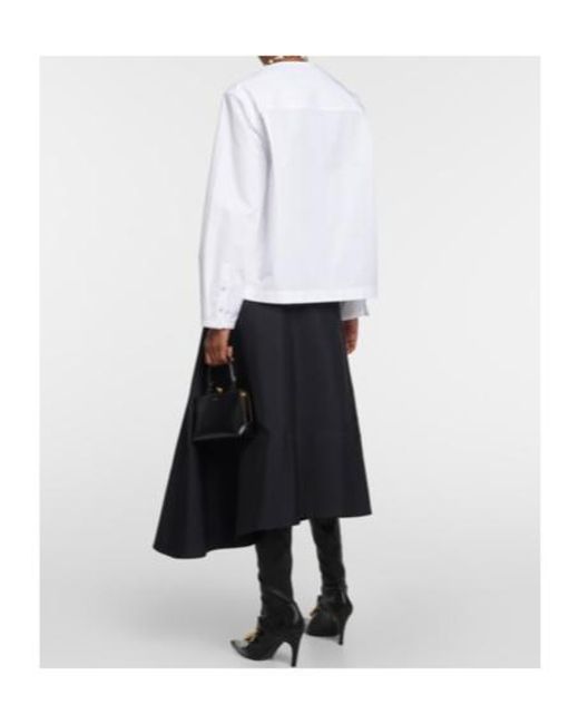 Jil Sander White Cotton Poplin Pleated Top