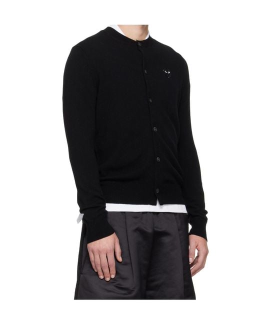 COMME DES GARÇONS PLAY Black Comme Des Garçons Play Logo Patch Crewneck Cardigan for men