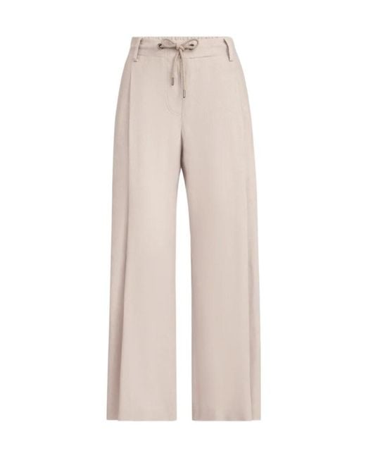 Brunello Cucinelli Natural Linen Drawstring Wide-Leg Trousers