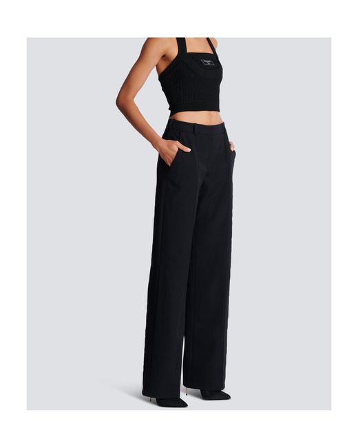 Balmain Black Waistband Loop Casual Pants
