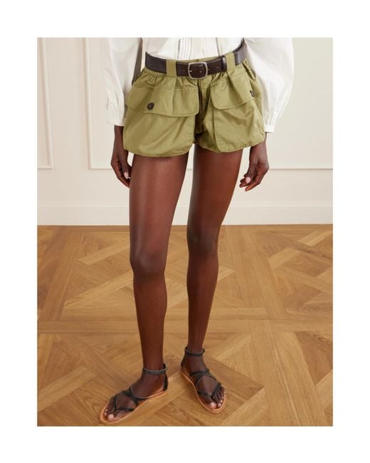 Sea Green Andrea Belted Cotton-Twill Shorts