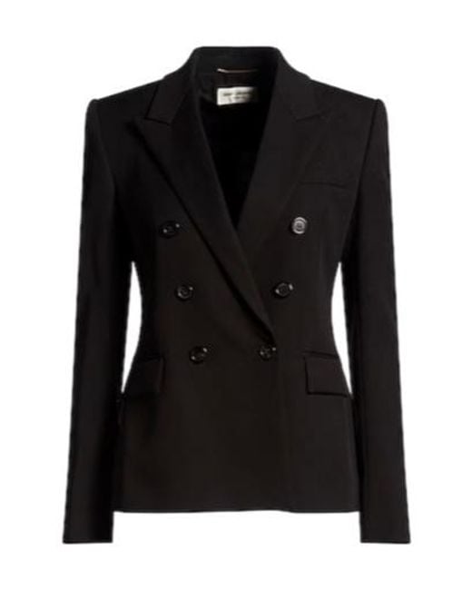 Saint Laurent Black Minimalist Double-Breasted Blazer