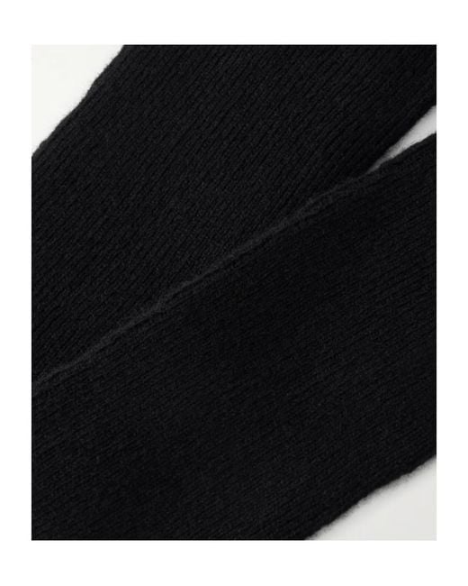 The Elder Statesman Black Ribbed Cashmere Gloves