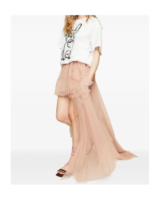 Twinset Pink X Myfo Asymmetric Tulle Skirt