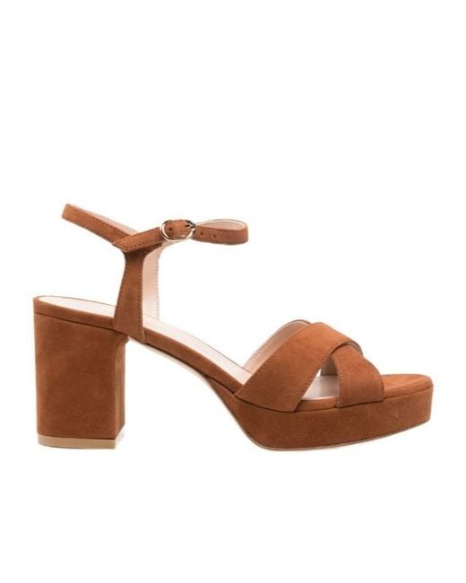 Stuart Weitzman Brown Chunky High-Heeled Sandals
