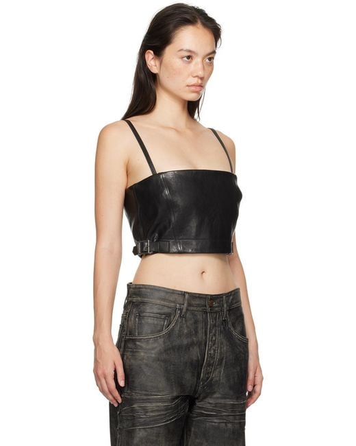 Acne Black Leather Crop Top
