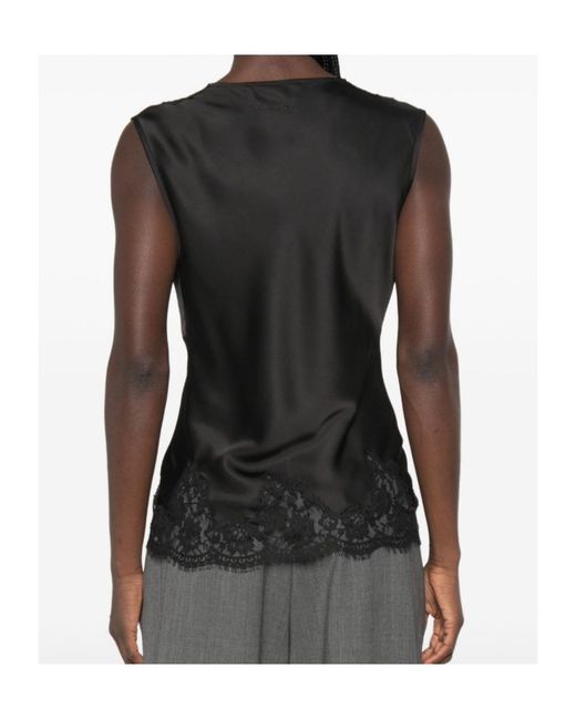 ERMANNO FIRENZE Black Lace-Detail Tank Top