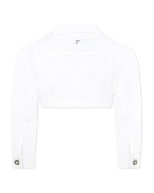 Dondup White Cropped Denim Jacket