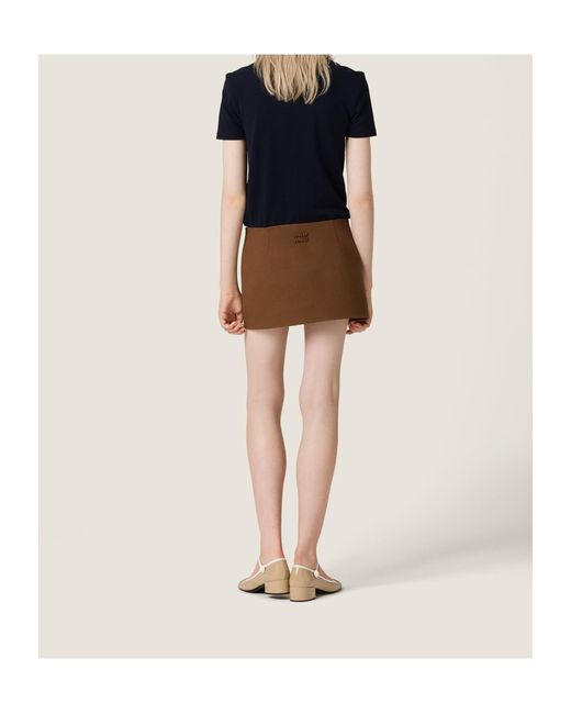 Miu Miu Blue Short-Sleeve Logo Top