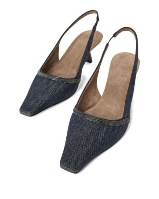 Brunello Cucinelli Blue Leather Pumps