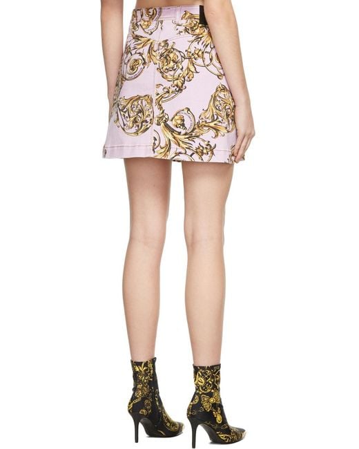 Versace Jeans White Pattern Printed Miniskirt