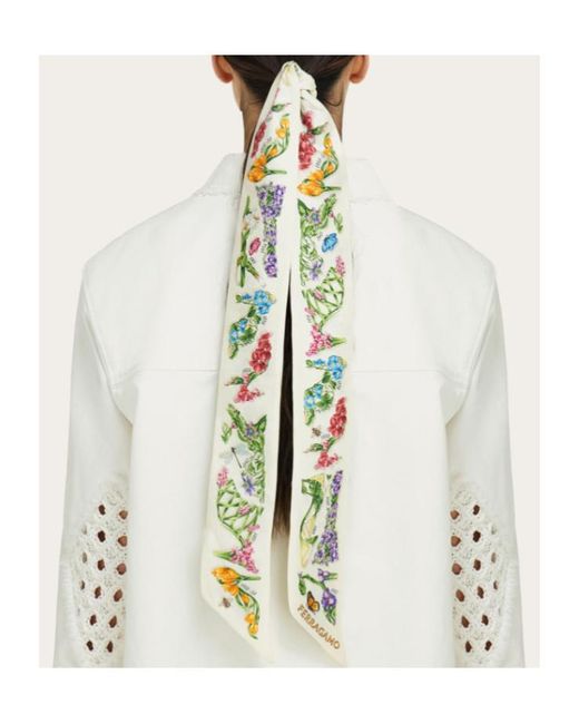 Ferragamo White Printed Flower Headband