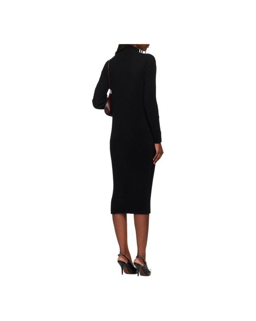 Issey Miyake Black Textured Knit Dress