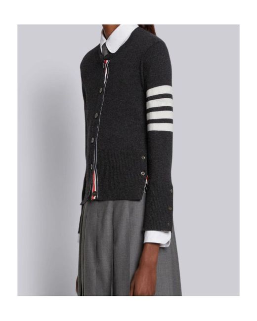 Thom Browne Black 4-Bar Striped Buttoned Cardigan