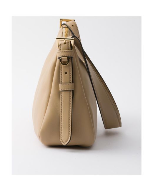 Prada Natural Aimée Medium Leather Shoulder Bag