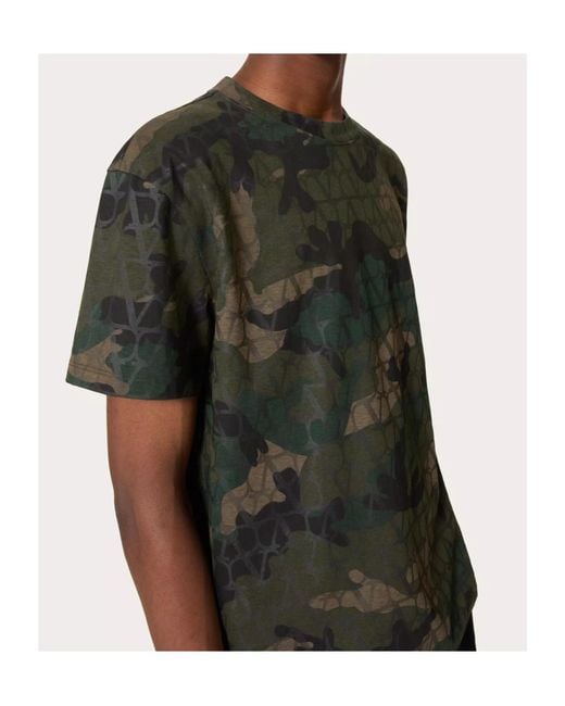 Valentino Green All-Over Logo Patterned Crewneck T-Shirt for men