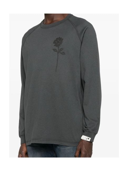 Golden Goose Deluxe Brand Black Rose Printed Long Sleeved T-Shirt for men