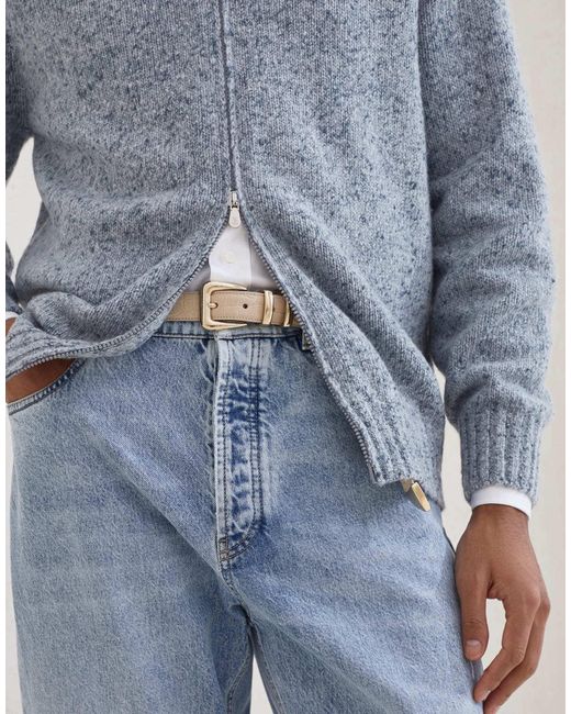 Brunello Cucinelli White Embossed Buckle Fastened Beit for men