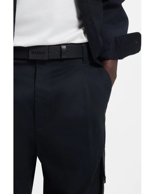 Boss Black Belt With Plaque Buckle for men