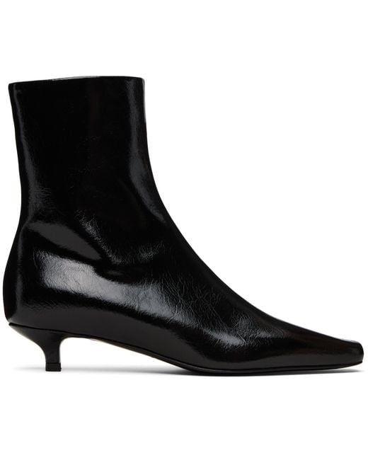 Totême  Black Totême Slim Ankle Kitten-Heel Boots