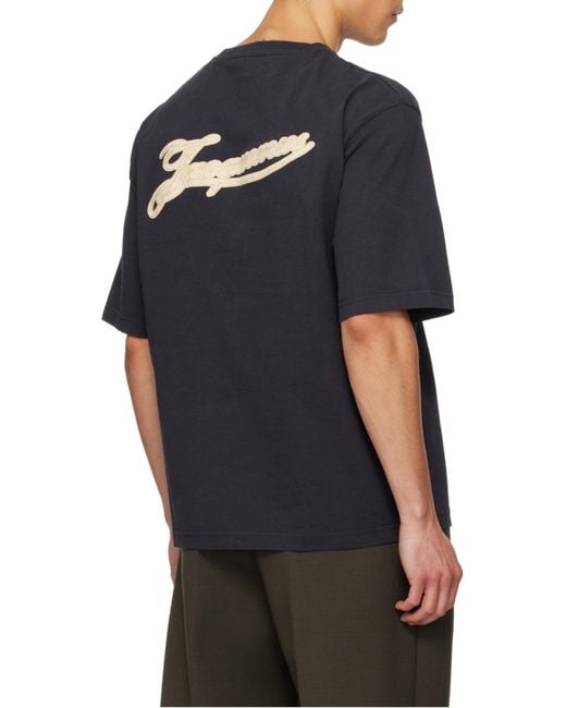 Jacquemus Blue Logo Cotton T-Shirt for men