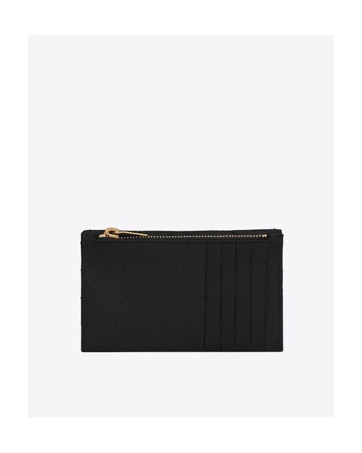 Saint Laurent Black Cassandre Matelassé Fragments Flap Card Case