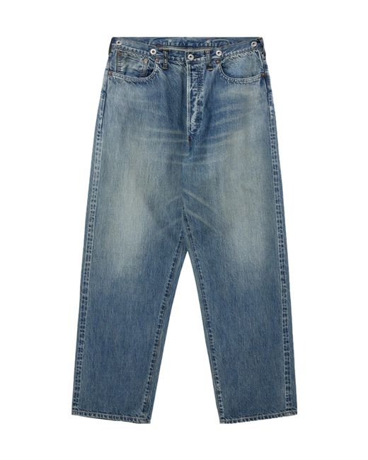 A.PRESSE Blue Washed Wide-Leg Jeans for men
