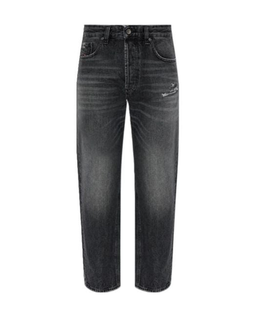 DIESEL Gray D Macs Straight-Leg Distressed Jeans for men