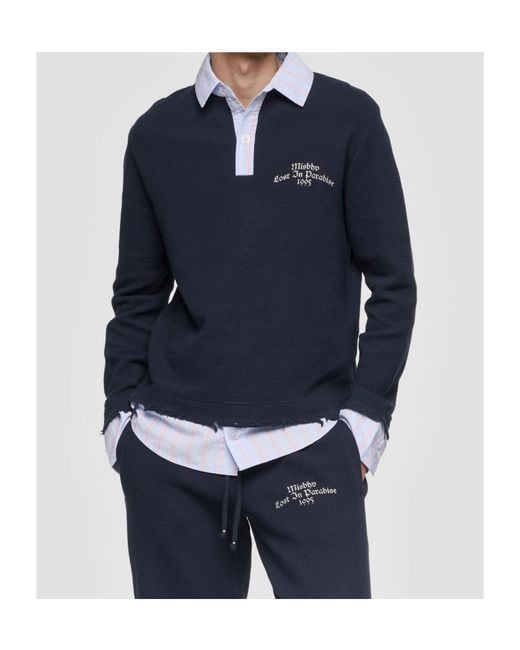 M I S B H V Blue Distressed Polo Shirt for men