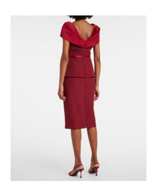 Safiyaa Red Rella Draped Peplum Heavy Crêpe Midi Dress