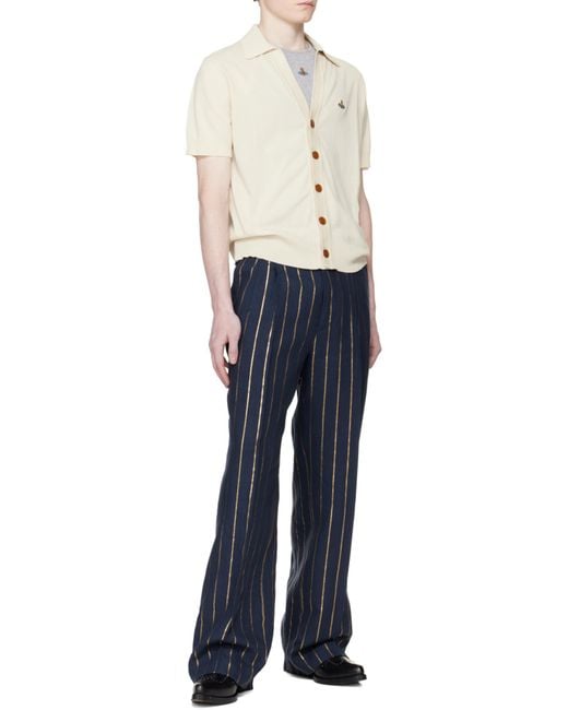 Vivienne Westwood White Button-Front Knit Polo Shirt for men