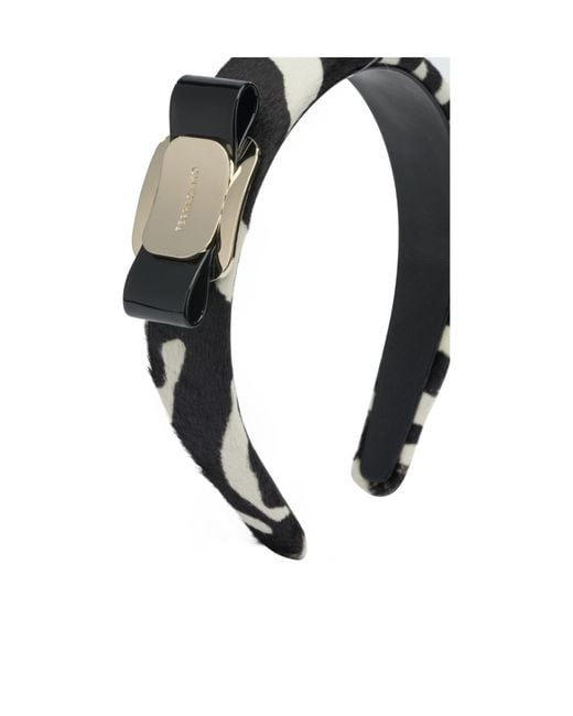 Ferragamo Metallic Vara Bow Zebra-Print Headband