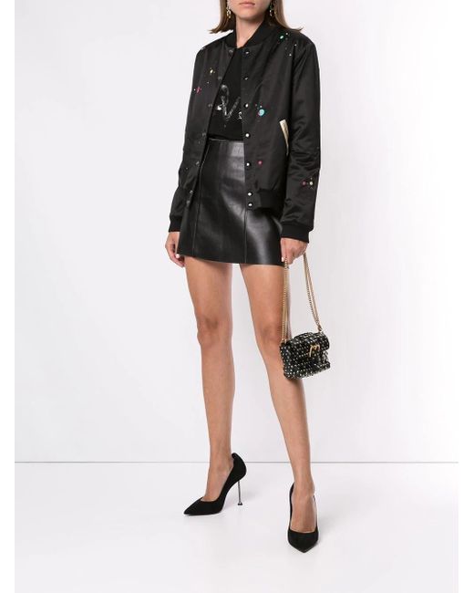 Saint Laurent Black Logo Print Varsity Jacket
