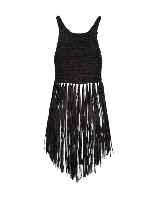 Philosophy Di Lorenzo Serafini Black Crochet-Knit Fringed Top