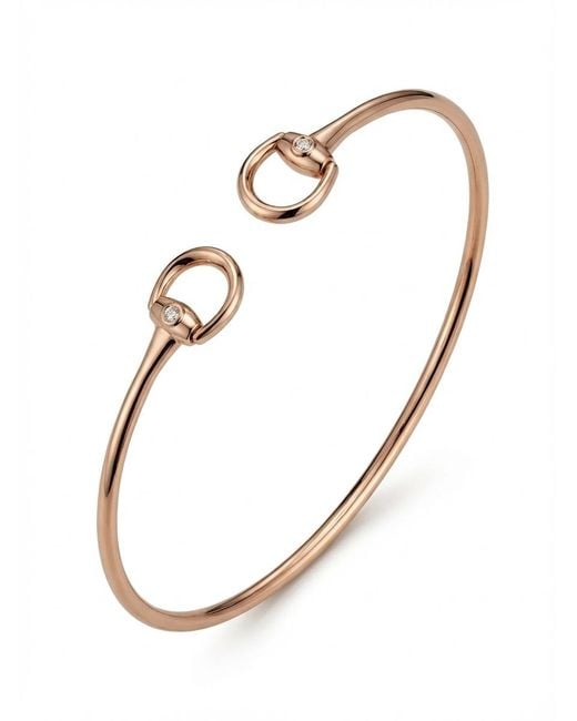 Gucci White Horsebit 18K Diamond Bangle Bracelet