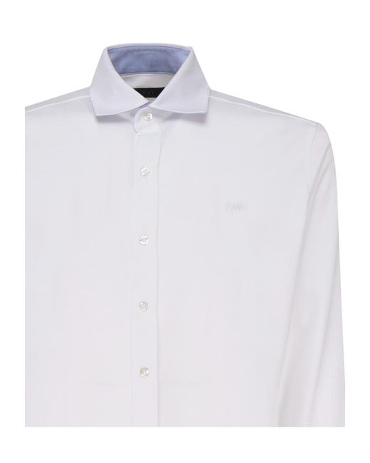 Fay White Buttoned Long-Sleeved Shirt for men