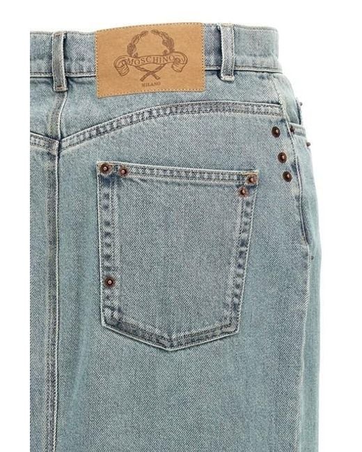 Moschino Blue Denim Midi Skirt