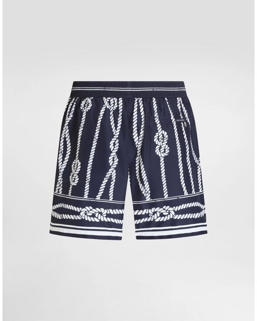 Dolce & Gabbana Blue Marina-Printed Swim Boxer Shorts for men