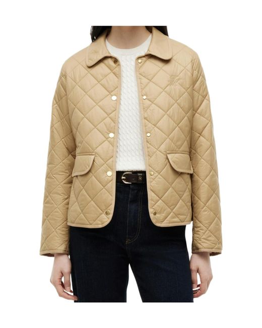 Tommy Hilfiger Natural Quilted Logo-Embroidered Jacket